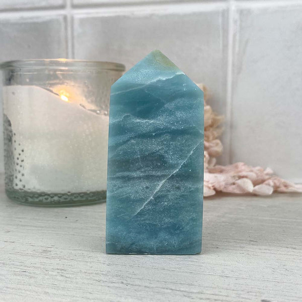 Polished Sky Blue Quartz Tower