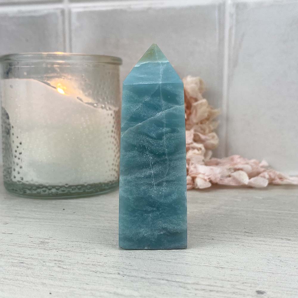 Polished Sky Blue Quartz Tower