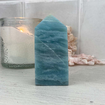 Polished Sky Blue Quartz Tower