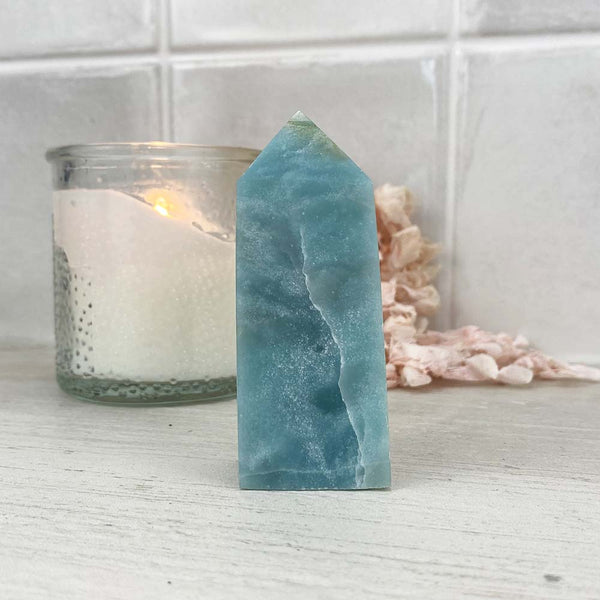 Polished Sky Blue Quartz Tower