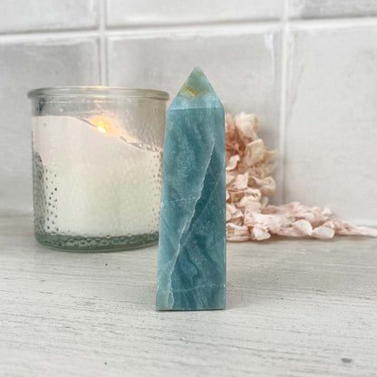 Polished Sky Blue Quartz Tower