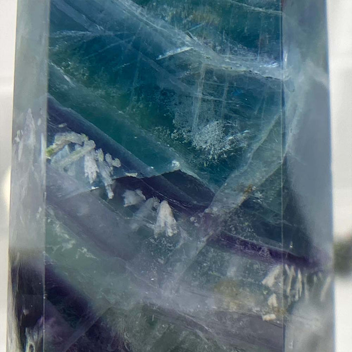 Polished Rainbow Snowflake Fluorite Tower