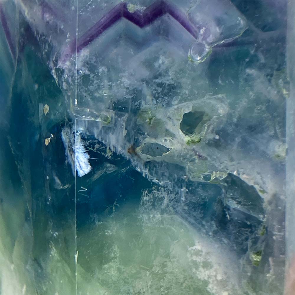 Polished Rainbow Snowflake Fluorite Tower