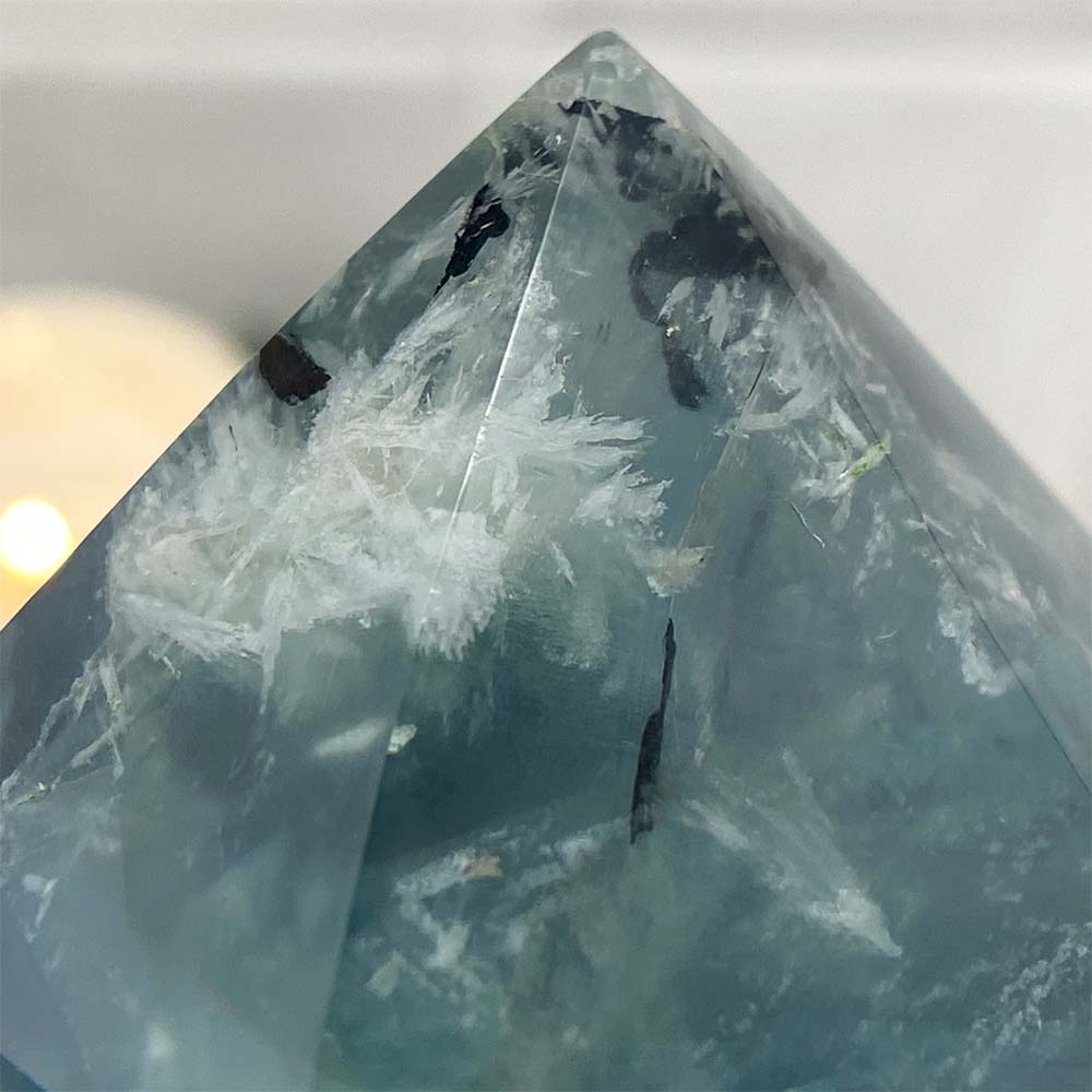 Polished Rainbow Snowflake Fluorite Tower