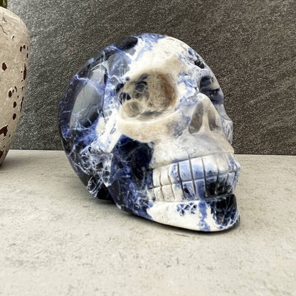 sodalite skull carving