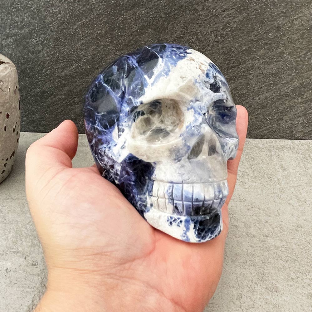 sodalite skull carving
