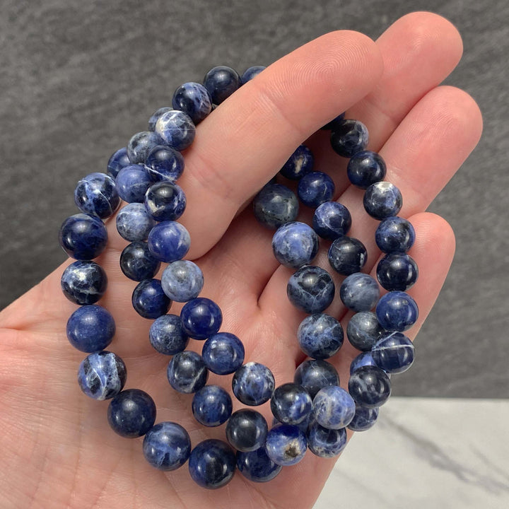 Polished Sodalite Beaded Stretch Bracelet