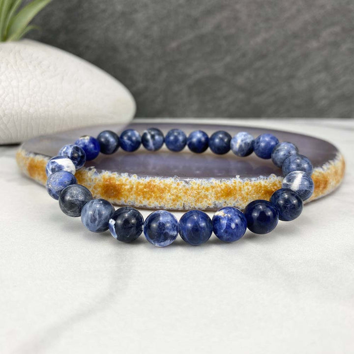 Polished Sodalite Beaded Stretch Bracelet