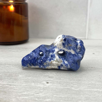 Sodalite Raven Skull Carving