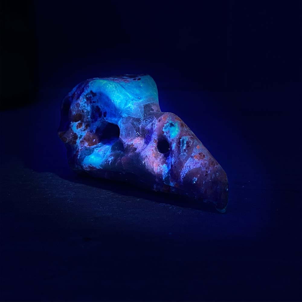 Sodalite Raven Skull Carving