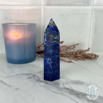 UV Reactive Polished Natural Sodalite Tower