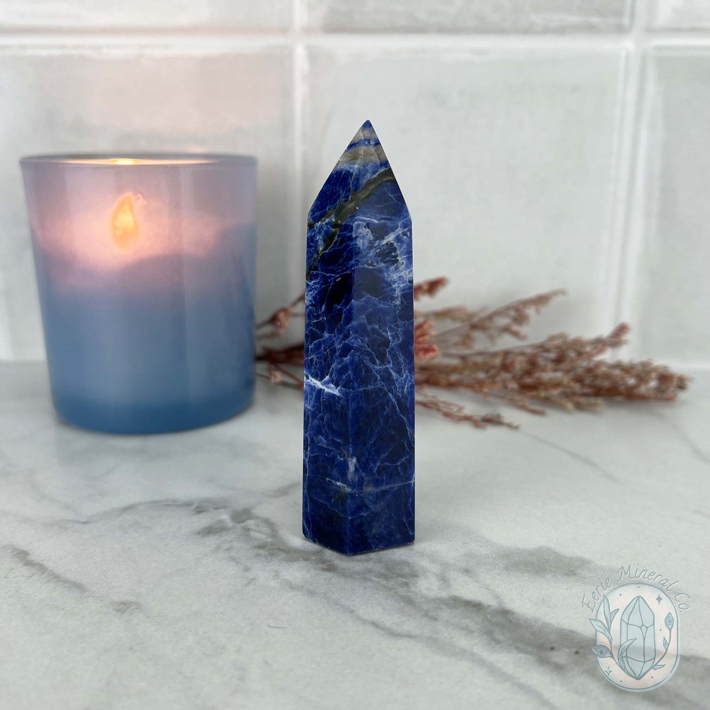 UV Reactive Polished Natural Sodalite Tower