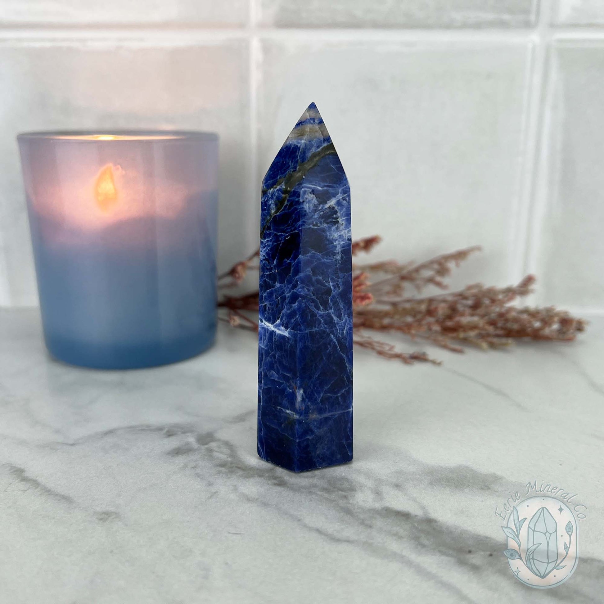 UV Reactive Polished Natural Sodalite Tower