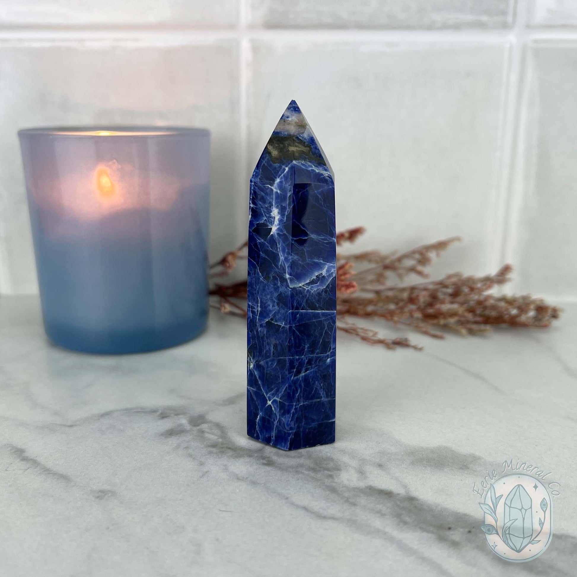 UV Reactive Polished Natural Sodalite Tower