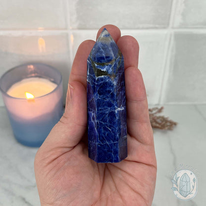 UV Reactive Polished Natural Sodalite Tower