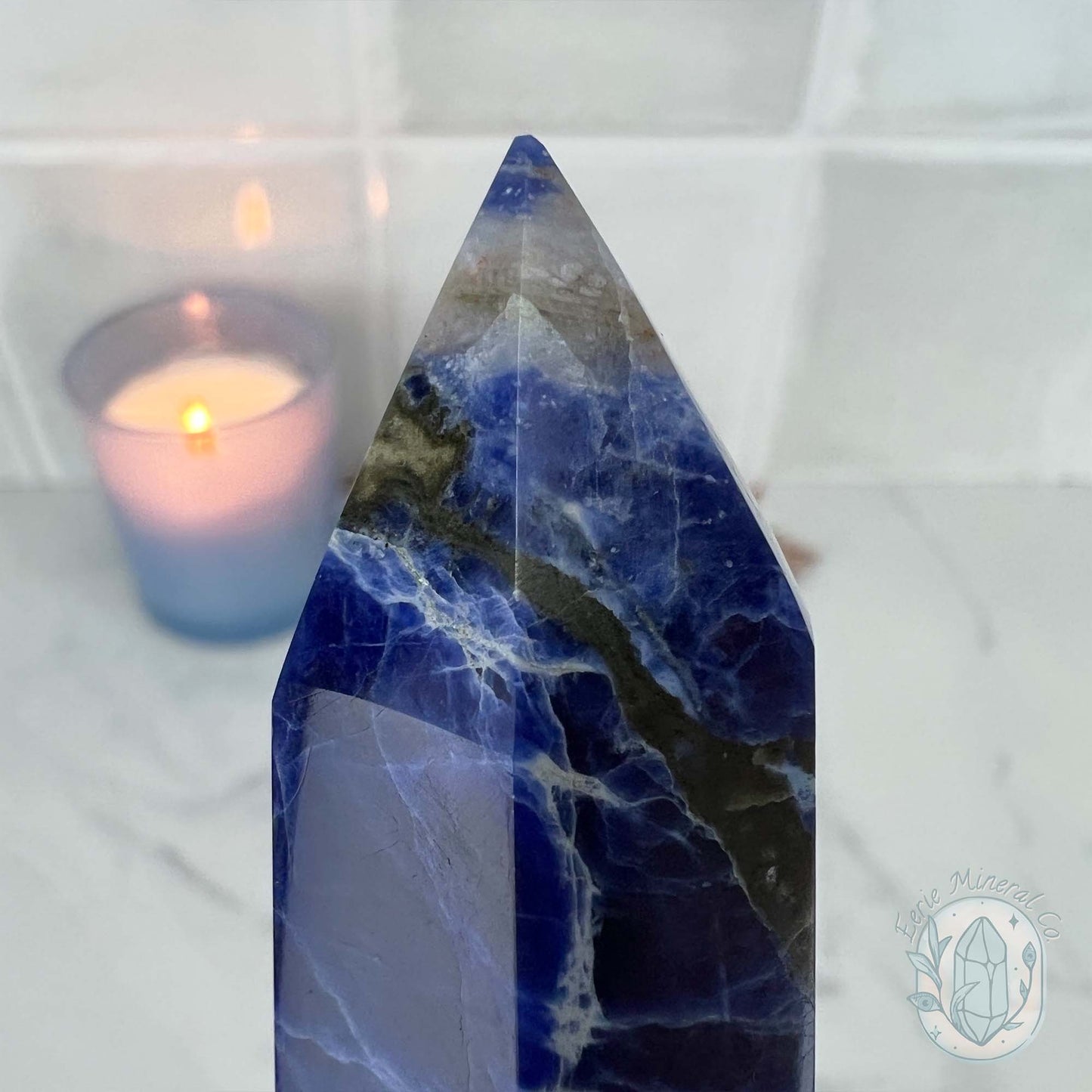UV Reactive Polished Natural Sodalite Tower