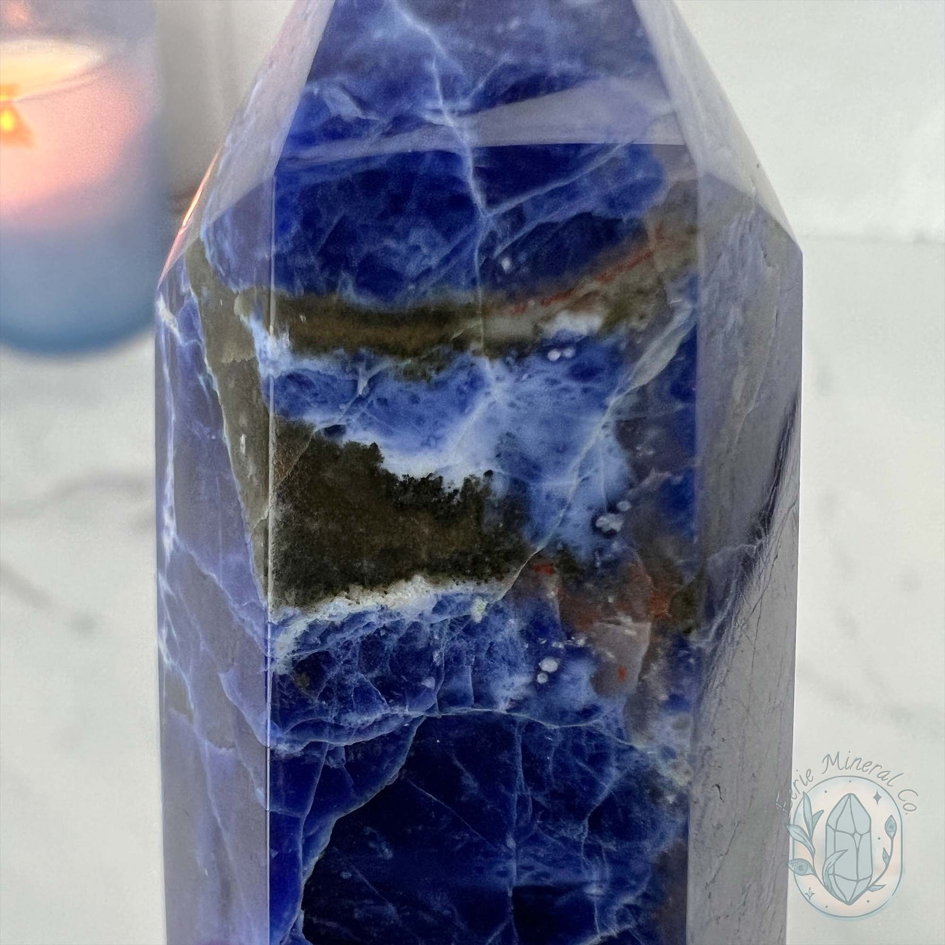 UV Reactive Polished Natural Sodalite Tower