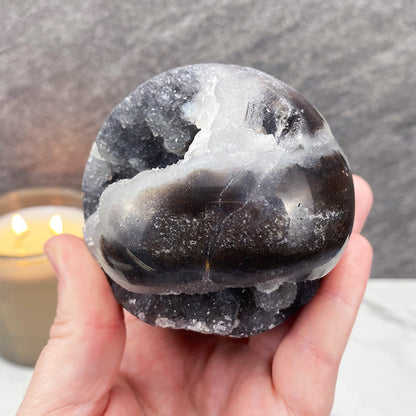 Polished Black Druzy Sphalerite Sphere
