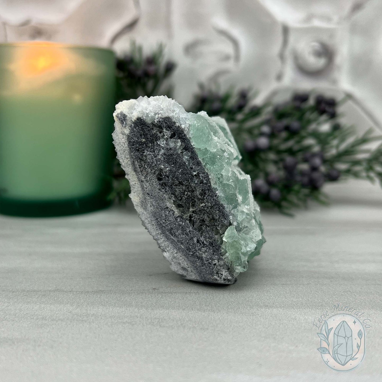 Natural Druzy Green Sugar Fluorite Specimen