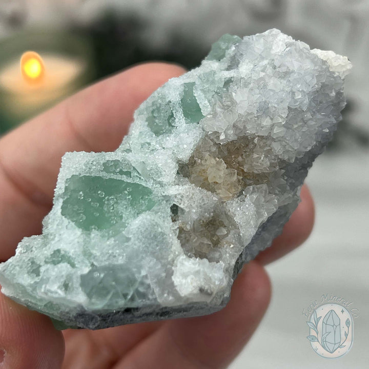 Natural Druzy Green Sugar Fluorite Specimen