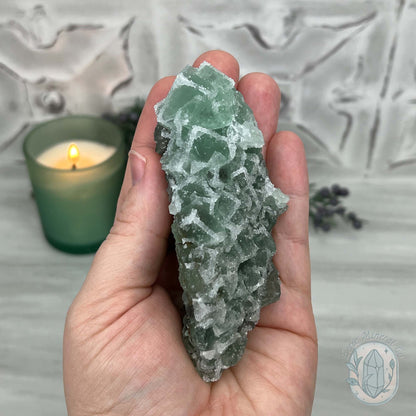 Natural Druzy Green Sugar Fluorite with Quartz Specimen