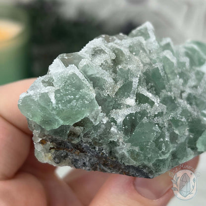 Natural Druzy Green Sugar Fluorite with Quartz Specimen