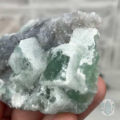 Natural Druzy Green Sugar Fluorite with Quartz Specimen