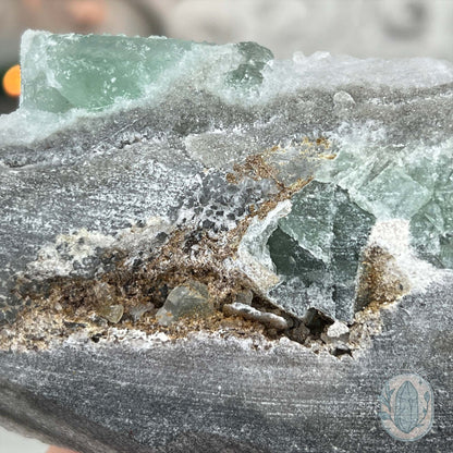 Druzy Green Sugar Fluorite Specimen with Display Stand