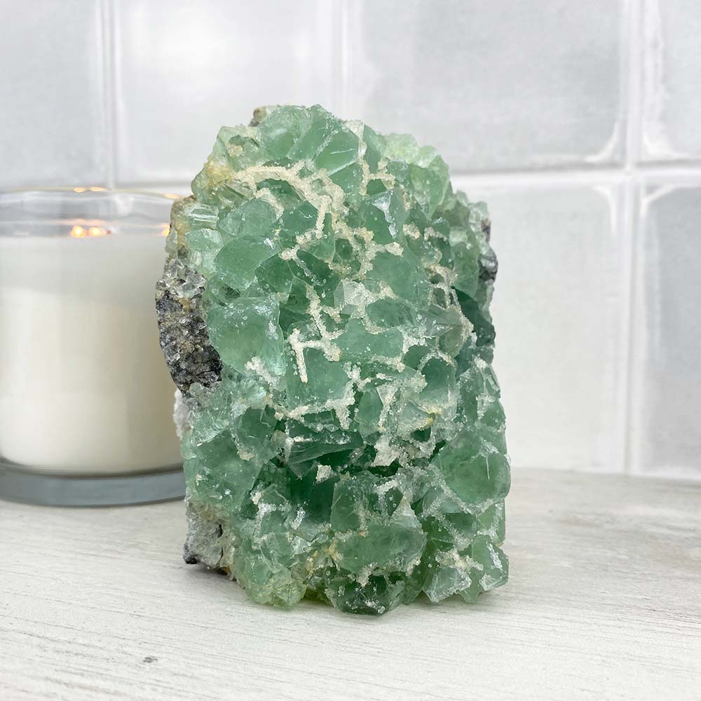 Natural Green Sugar Fluorite Specimen