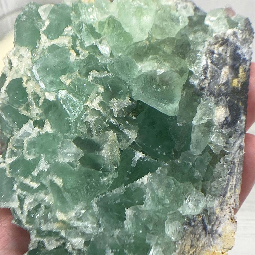 Green Sugar Cubic Fluorite Crystal fashion Slab