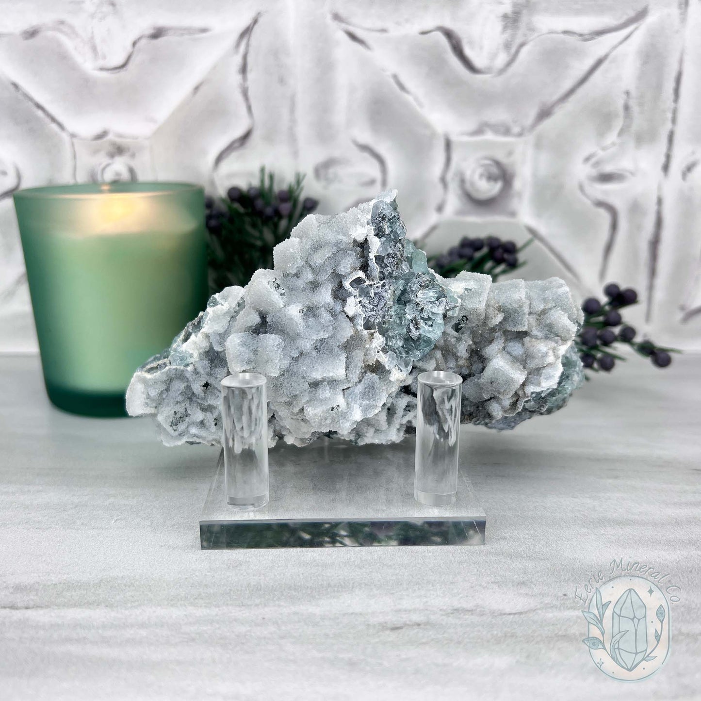 Natural Druzy Green Sugar Fluorite Specimen
