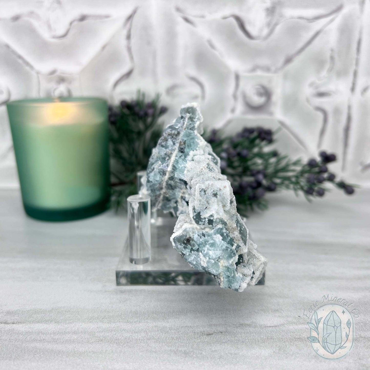Natural Druzy Green Sugar Fluorite Specimen