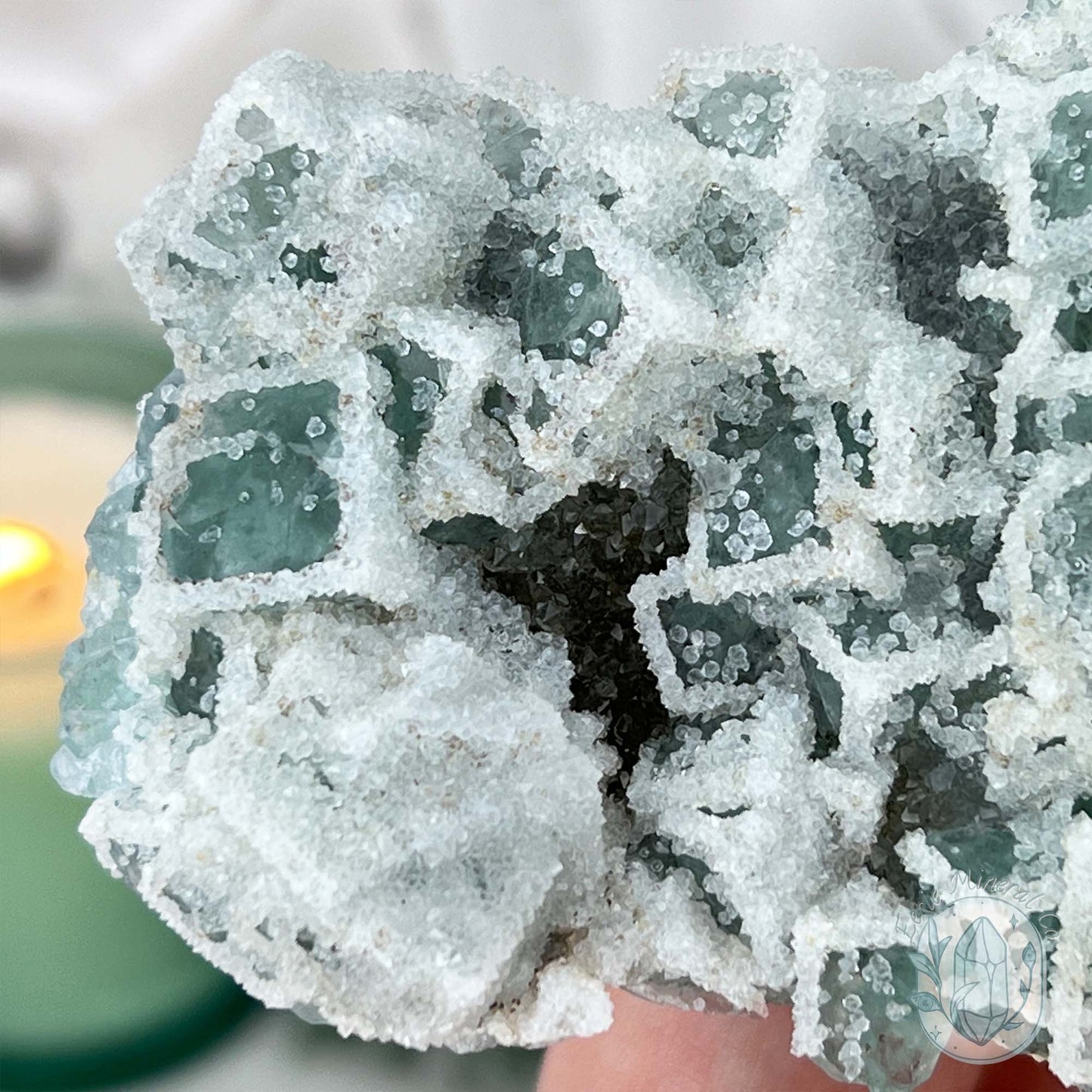 Natural Druzy Green Sugar Fluorite Specimen