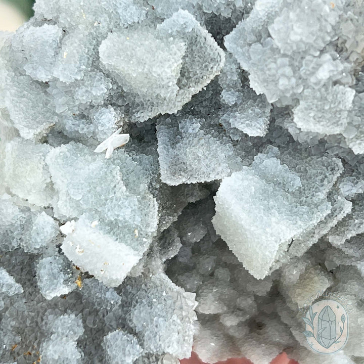 Natural Druzy Green Sugar Fluorite with Quartz Specimen