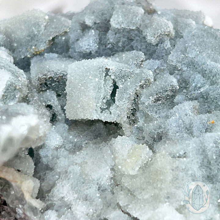 Natural Druzy Green Sugar Fluorite with Quartz Specimen