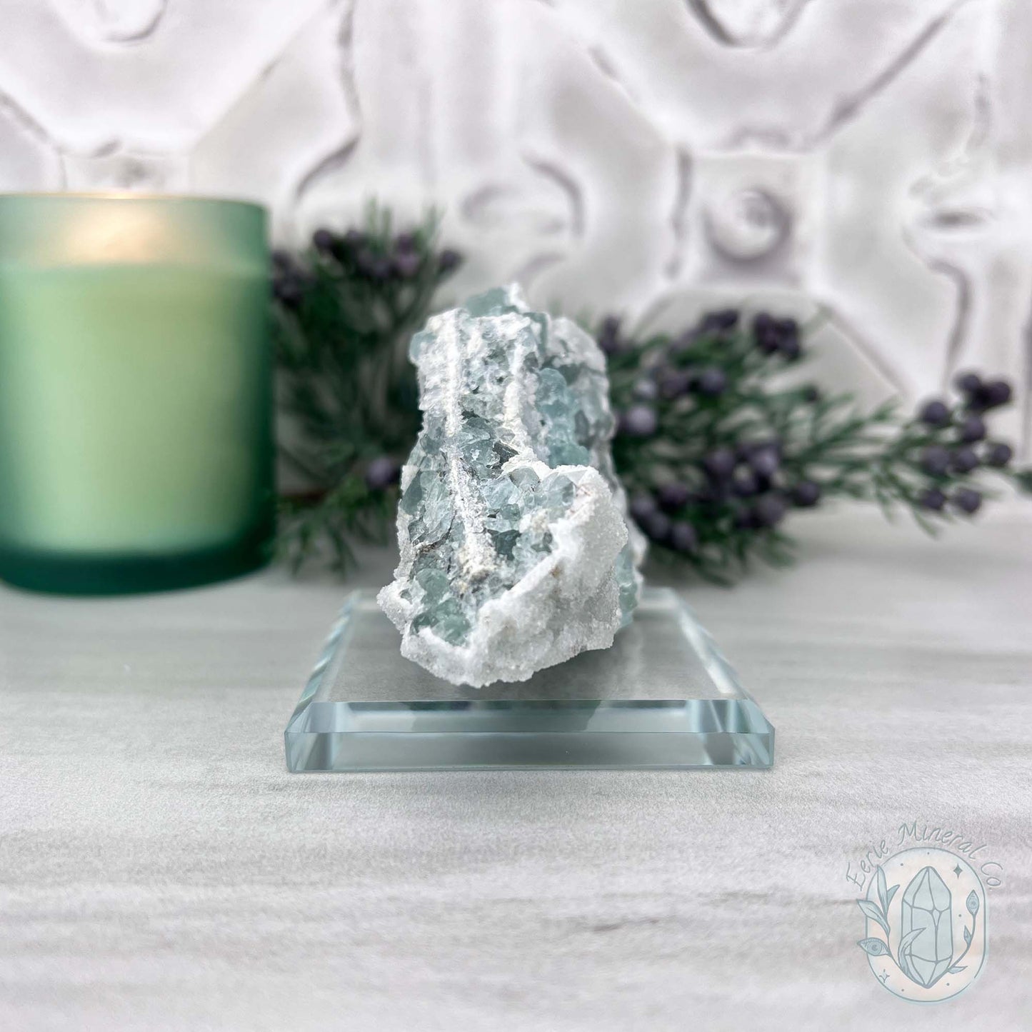 Natural Druzy Green Sugar Fluorite Specimen