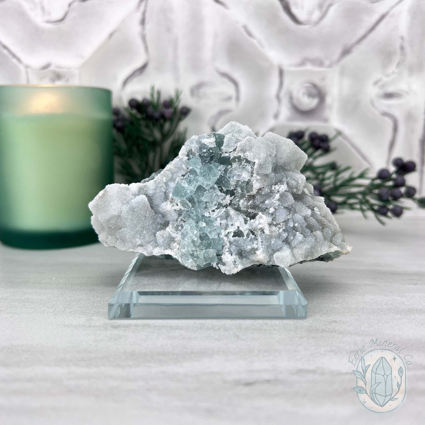 Natural Druzy Green Sugar Fluorite Specimen