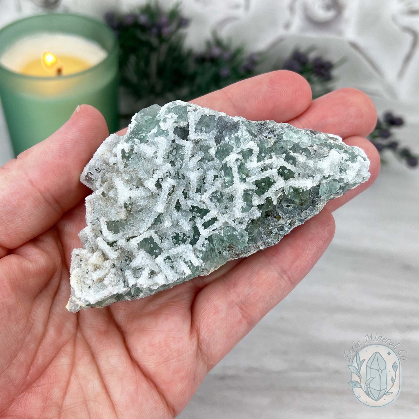 Natural Druzy Green Sugar Fluorite Specimen