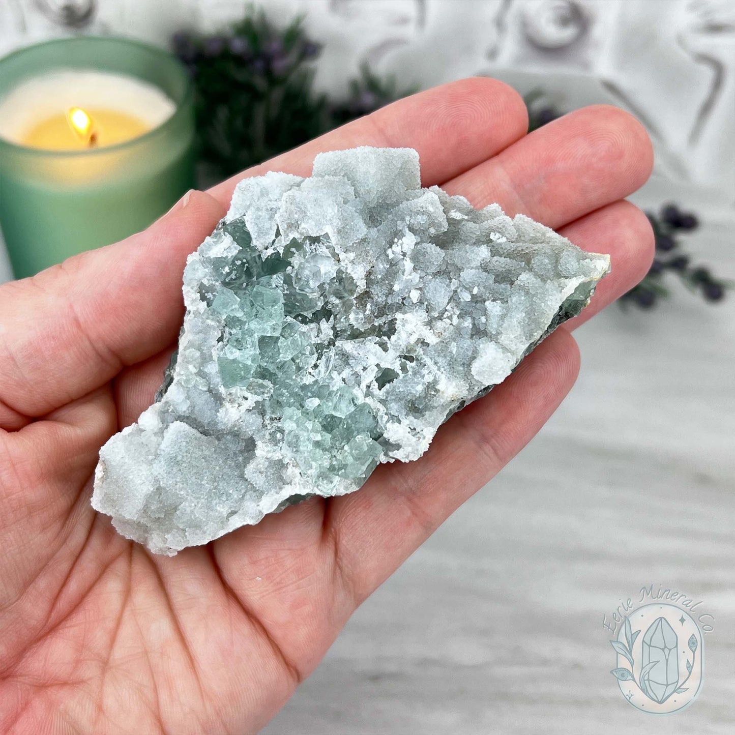 Natural Druzy Green Sugar Fluorite Specimen