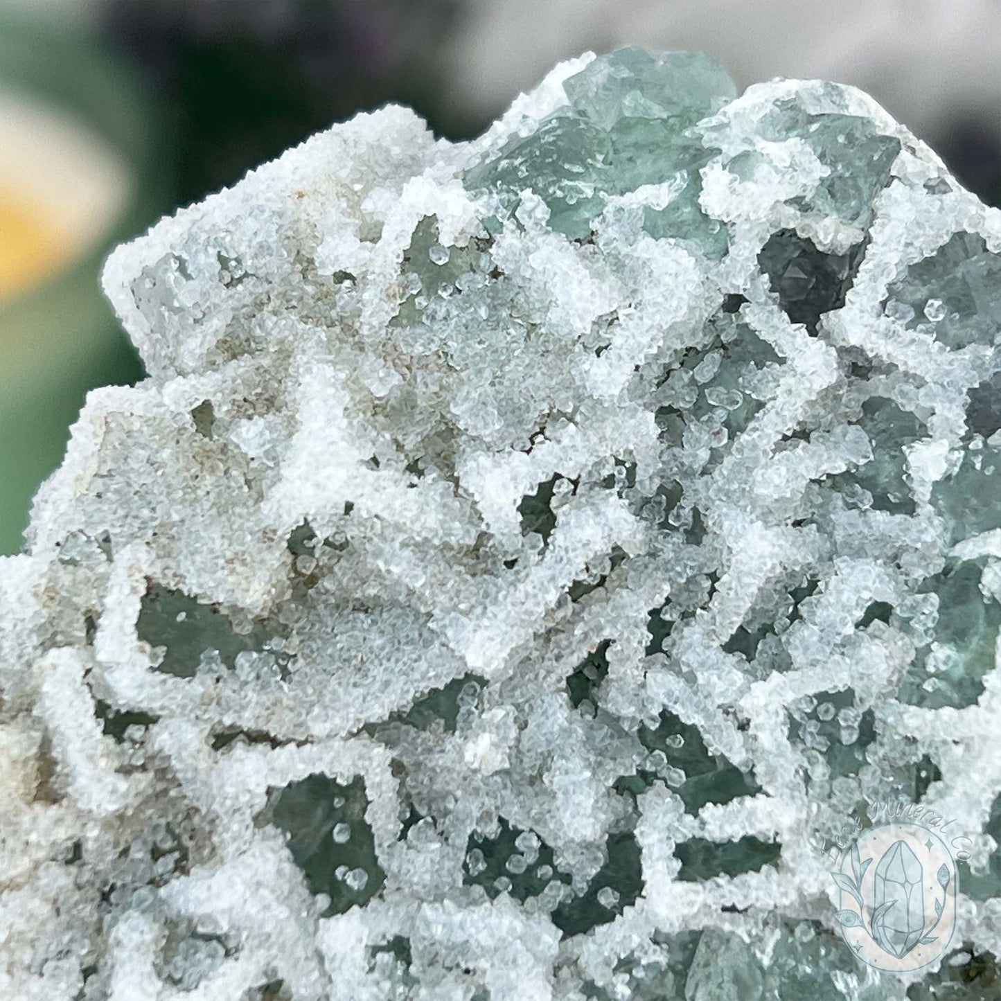 Natural Druzy Green Sugar Fluorite Specimen