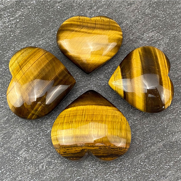 Hand Carved and Polished Tiger Eye Hearts