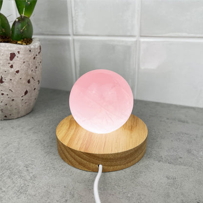 USB Powered LED Light Wood Sphere Holder