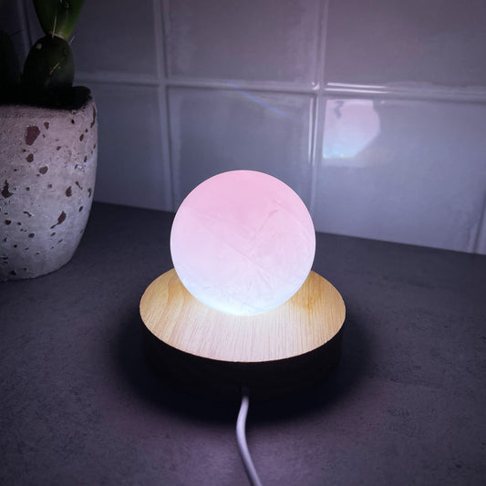 USB Powered LED Light Wood Sphere Holder
