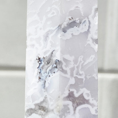 Polished White Druzy Agate Tower