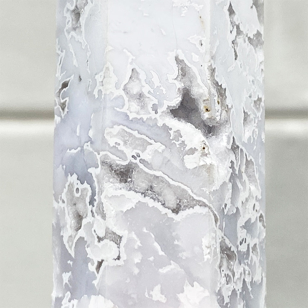 Polished White Druzy Agate Tower