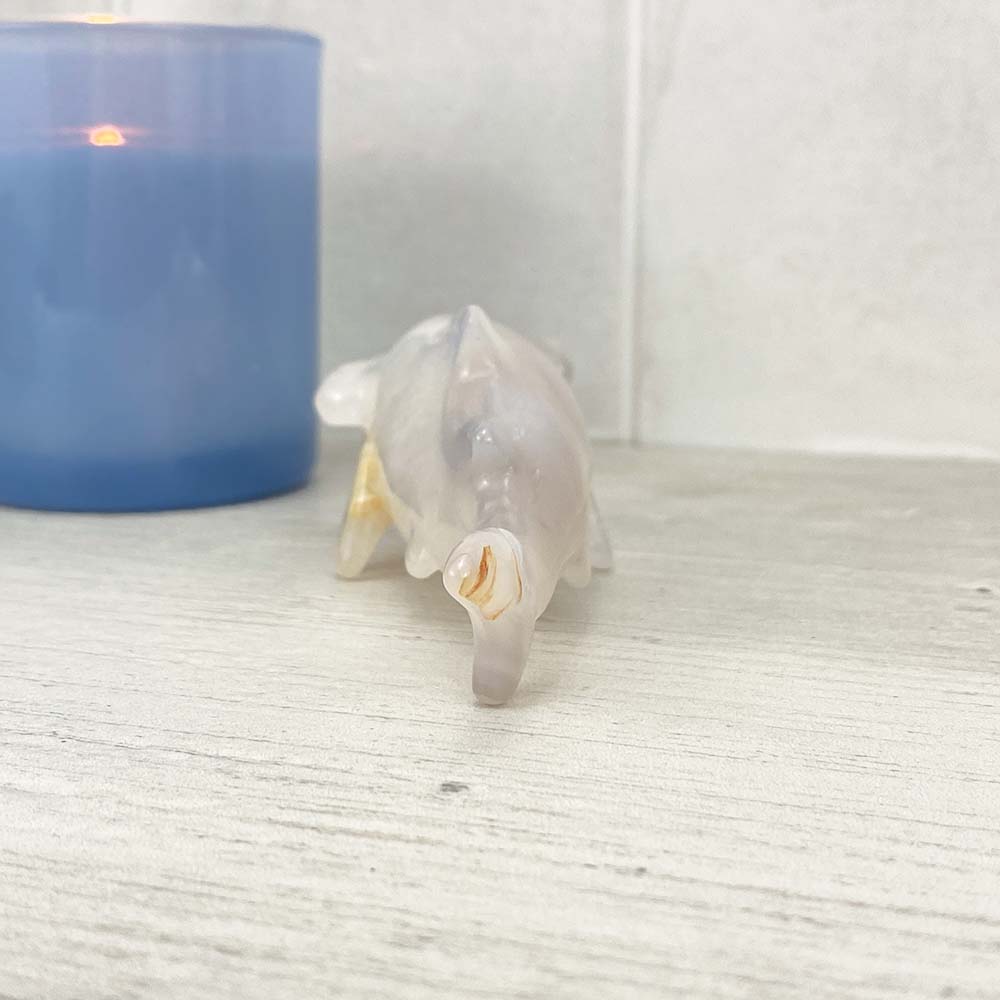 Polished Flower Agate Shark Carving