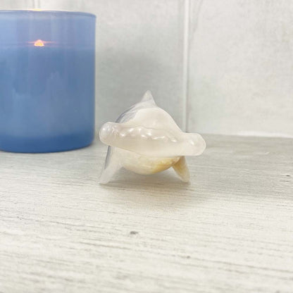 Polished Flower Agate Shark Carving