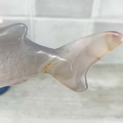 Polished Flower Agate Shark Carving