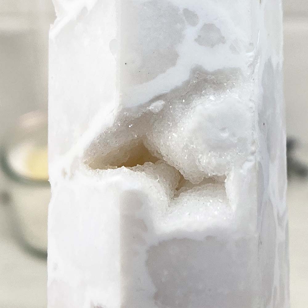 Polished White Druzy Agate Tower