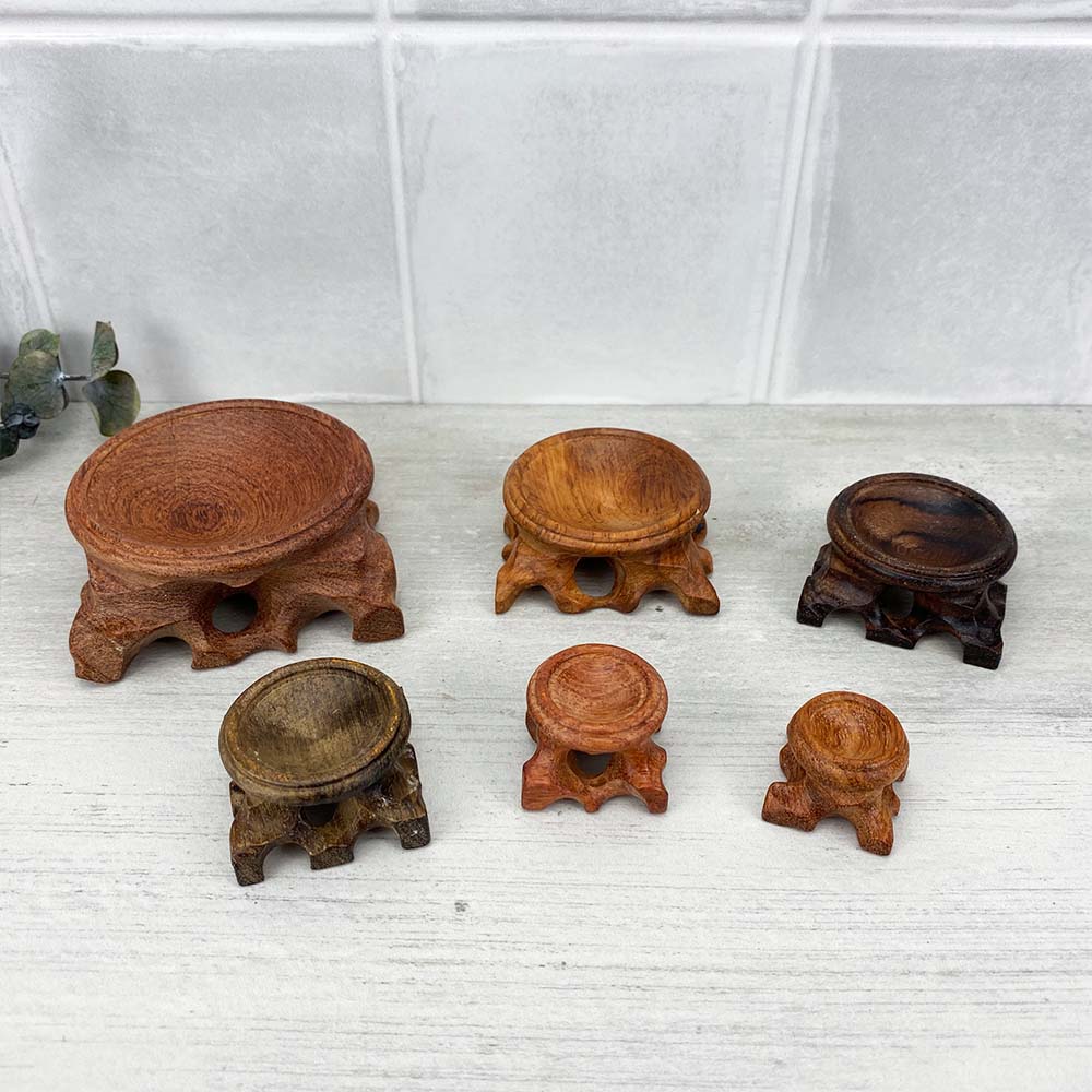 Natural Wooden Sphere Stand Carvings | Eerie Mineral Co.